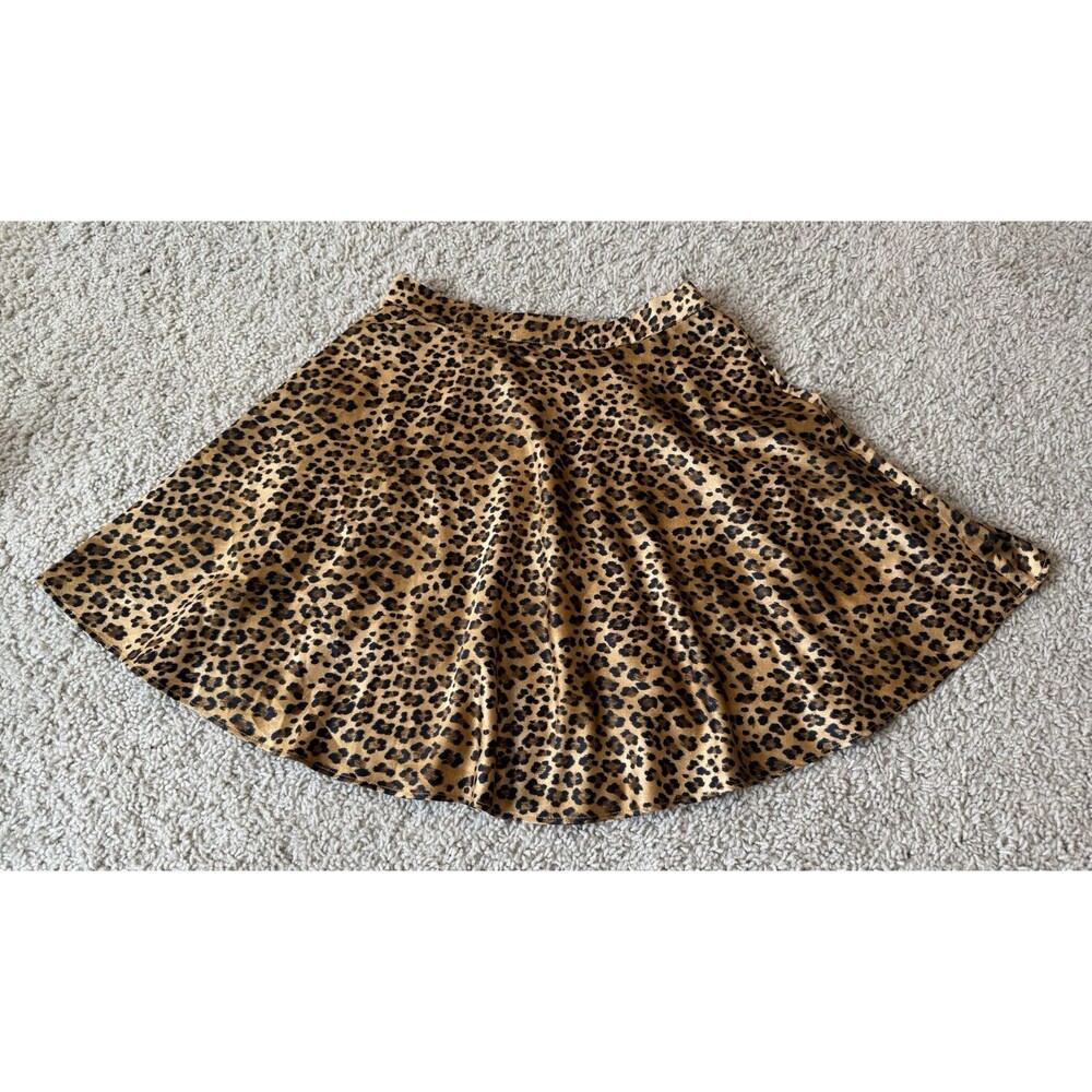 NEW Y2K Small Animal ~ Leopard Print Flare Round Circle Skirt ~ Casual ~Business